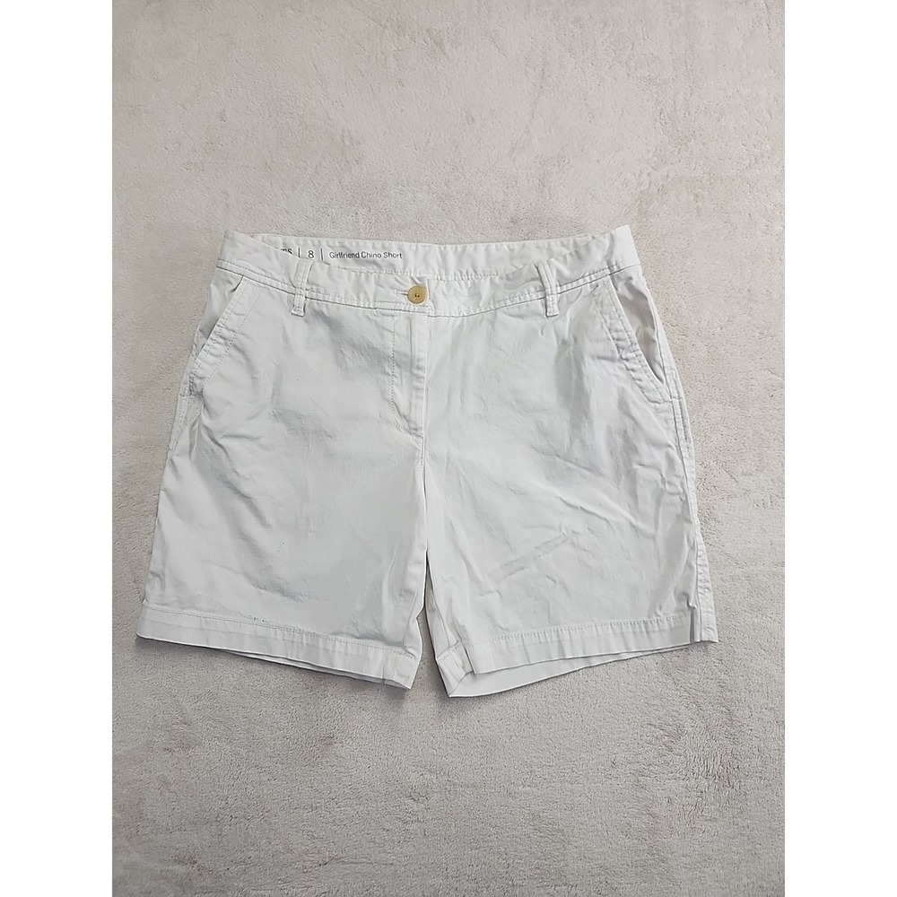 Talbots Size 8 White Girlfriend Chino Shorts Cotton Blend Casual